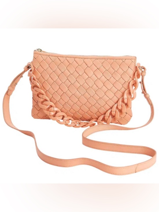 Handbags - NEW VINCE CAMUTO WOVEN LEATHER CROSSBODY TOP ZIP w CHAIN ADYNA MELON w DUST BAG